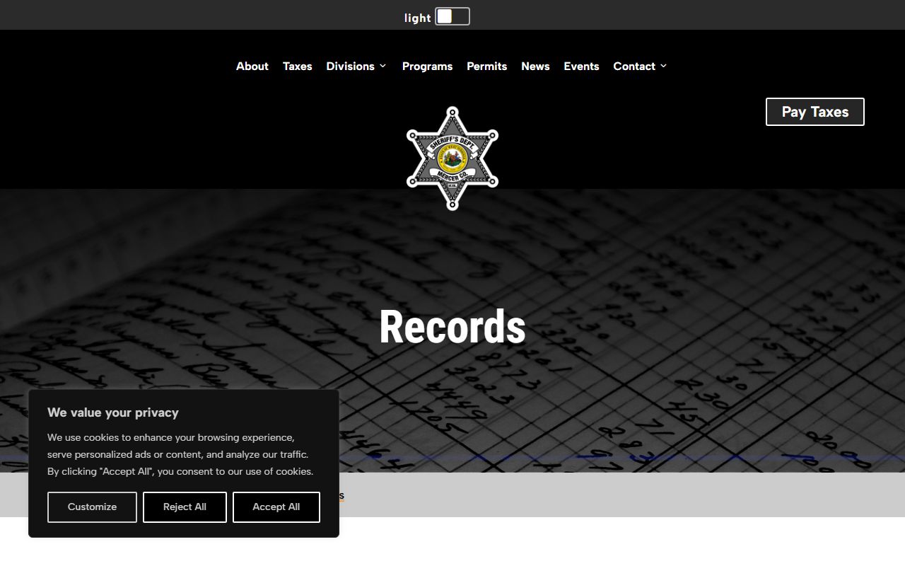 Mercer County inmate records sheriff records division