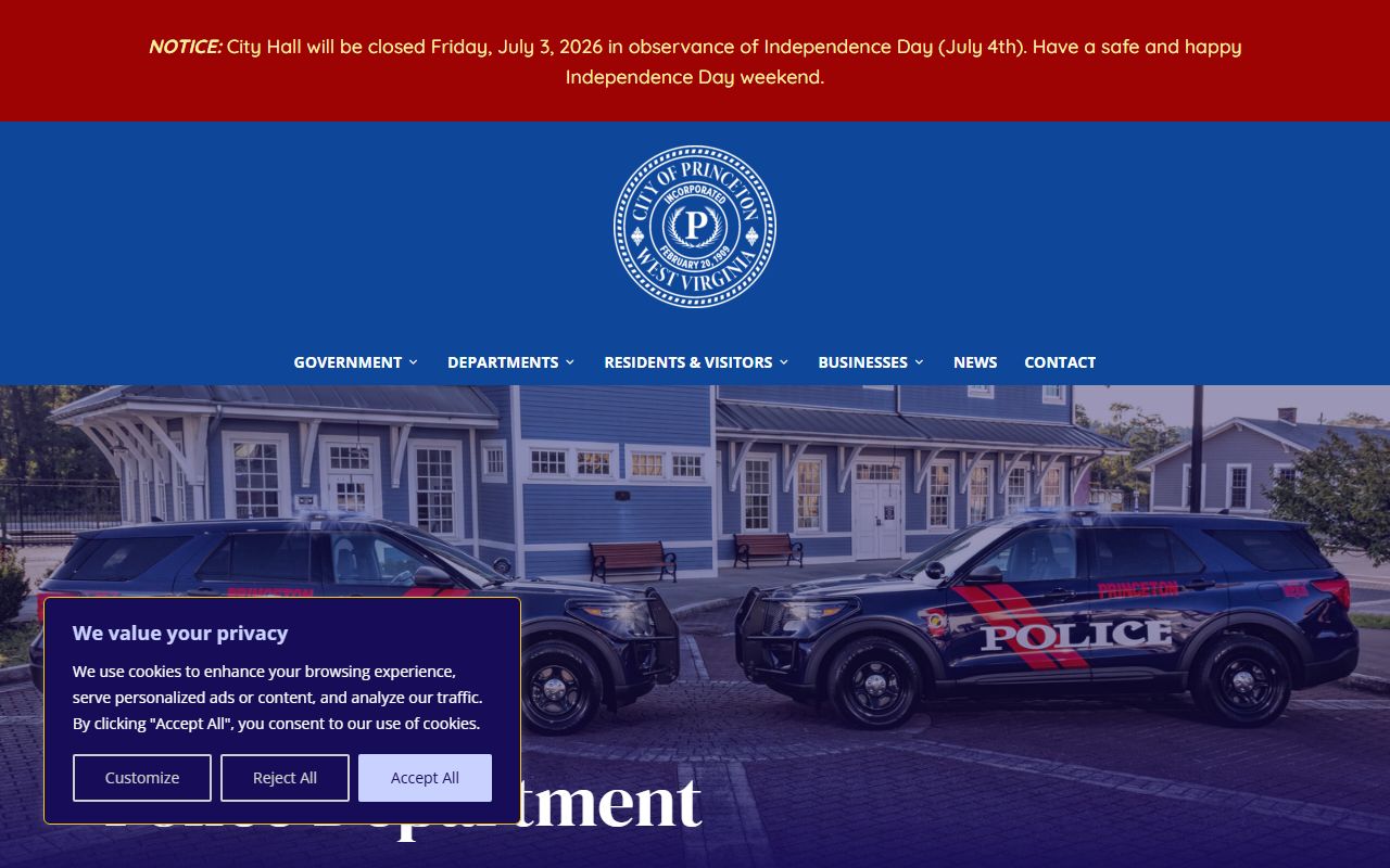 Princeton Police Department Mercer County arrest records and police contact page